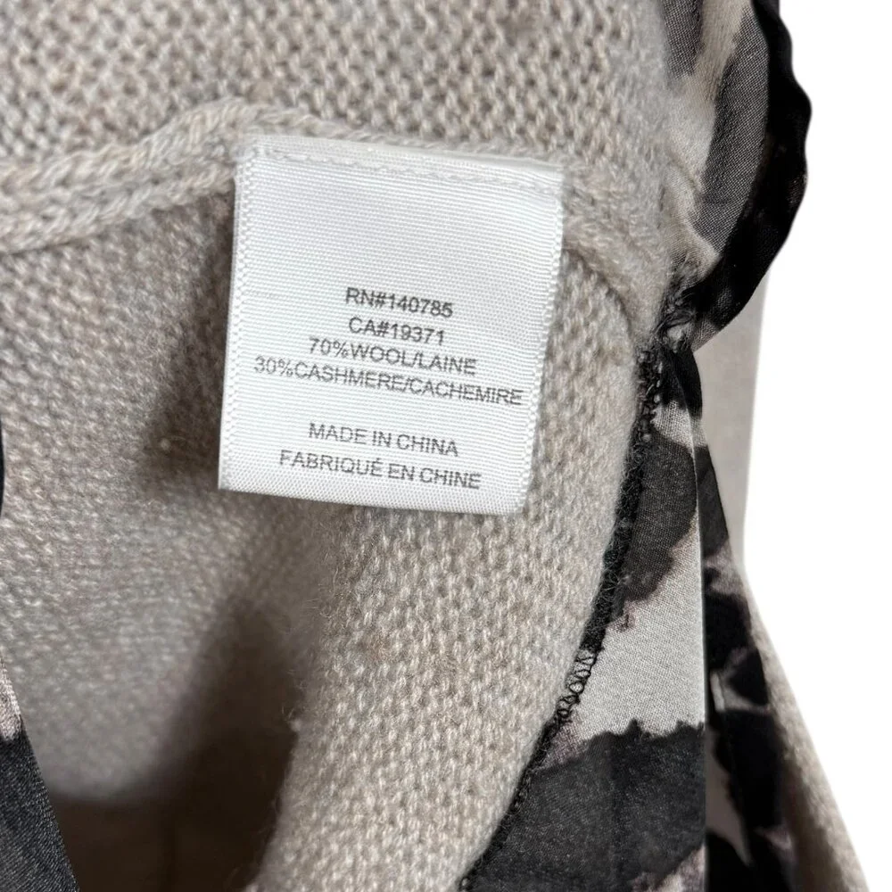 Brochu Walker The Looker Combo Sweater XS Gray Animal Print Wool Cashmere Preppy - Picture 8 of 11